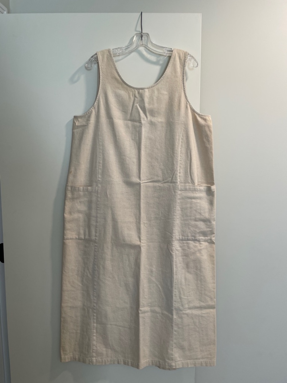 Vintage Linen Blend Sleeveless Cream Shift Dress 90s Y2K
